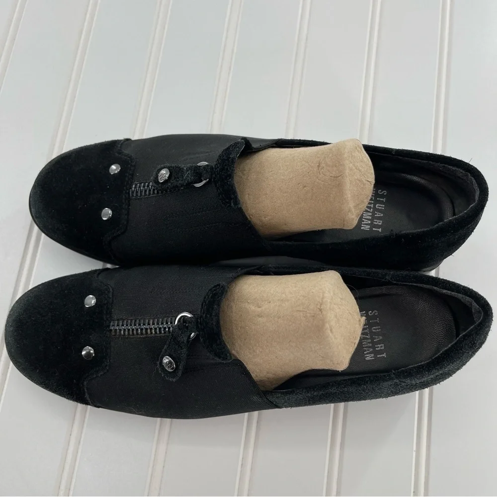 STUART WEITZMAN BLACK GOFORTH SUEDE WEDGE SLIP-ON SIZE 7